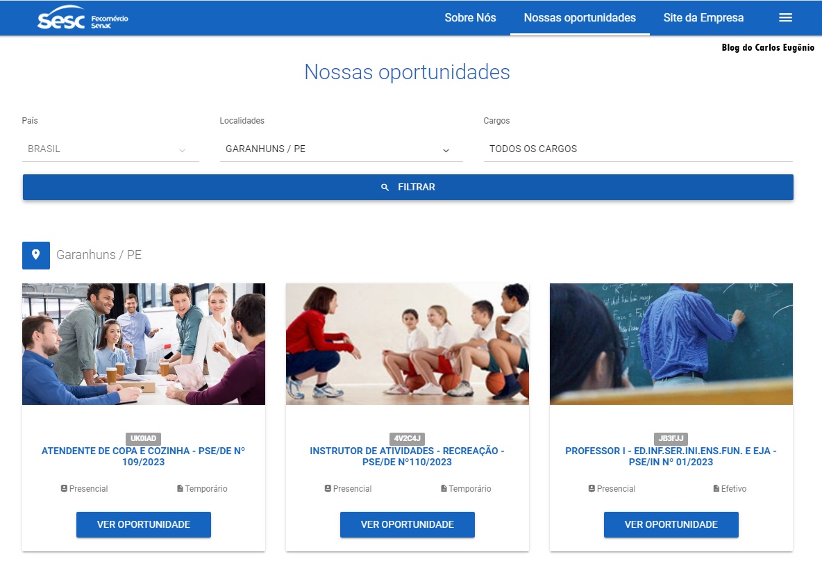Blog Do Carlos Eug Nio Sesc Garanhuns Oferece Vagas Para Atendente De